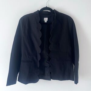 J. Crew Black Scallop-Edge Blazer Jacket